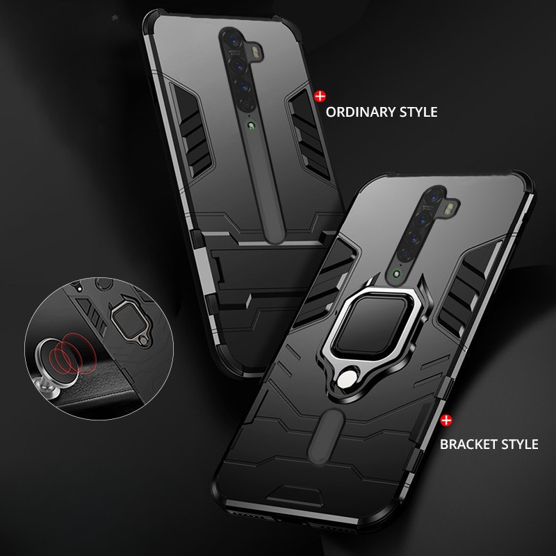 CASE OPPO RENO 6.4 ( RENO 1 ) / 2 / 2F 2Z HARDCASE ARMOR SLIM FIT IRING CASE TRANSFORMER STANDING PH