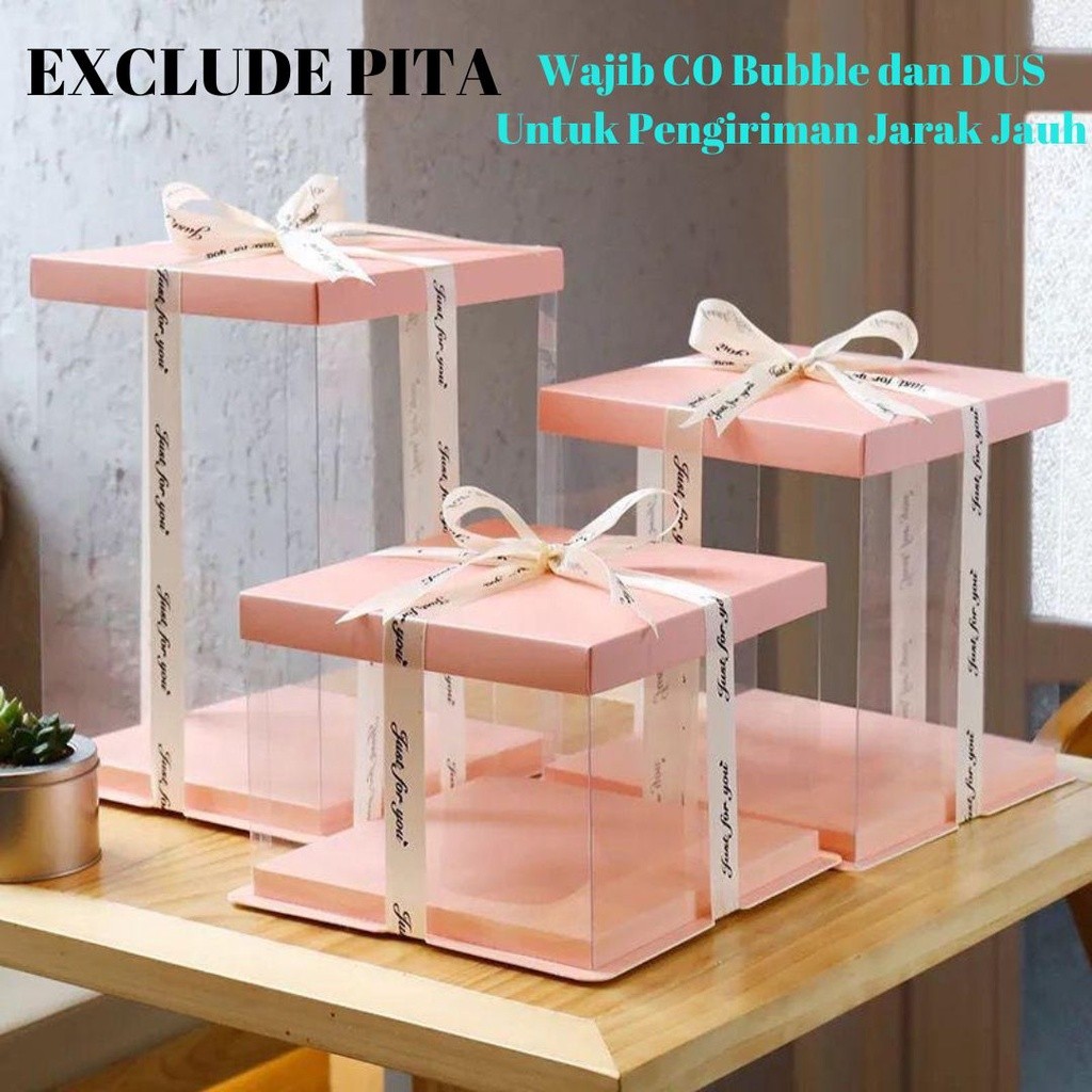 

TERLARIS Cake Box Kotak Biasa Size 17cm, 21cm, dan 24cm - Kotak Kue Mika Transparant Box Hampers Kekinian yy3