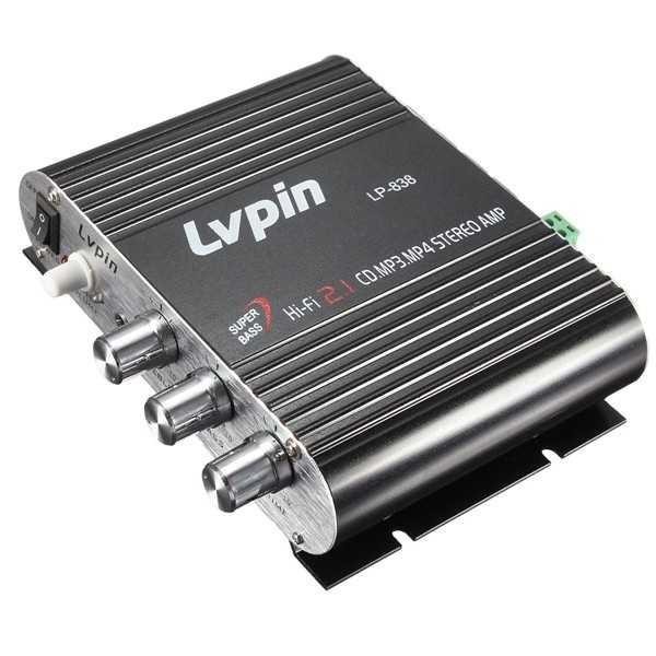 LVPIN Mini HiFi Stereo Amplifier Treble Bass Booster 12V 200W - LP-838 OTS