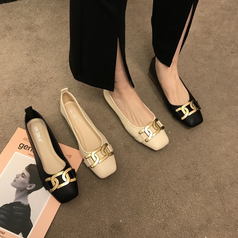 Gaya Bisnis Korea, Retro Prancis, Santai Bisnis Australia – Sepatu Flat Wanita Mary Jane Ujung Perse