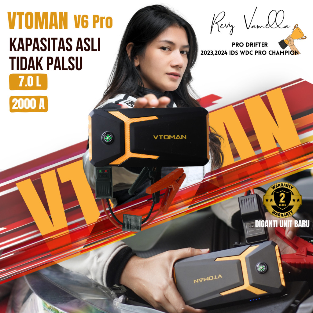 Vtoman V6 Pro 10000mAh Jump Starter Aki Portable Powerbank Jumper Aki