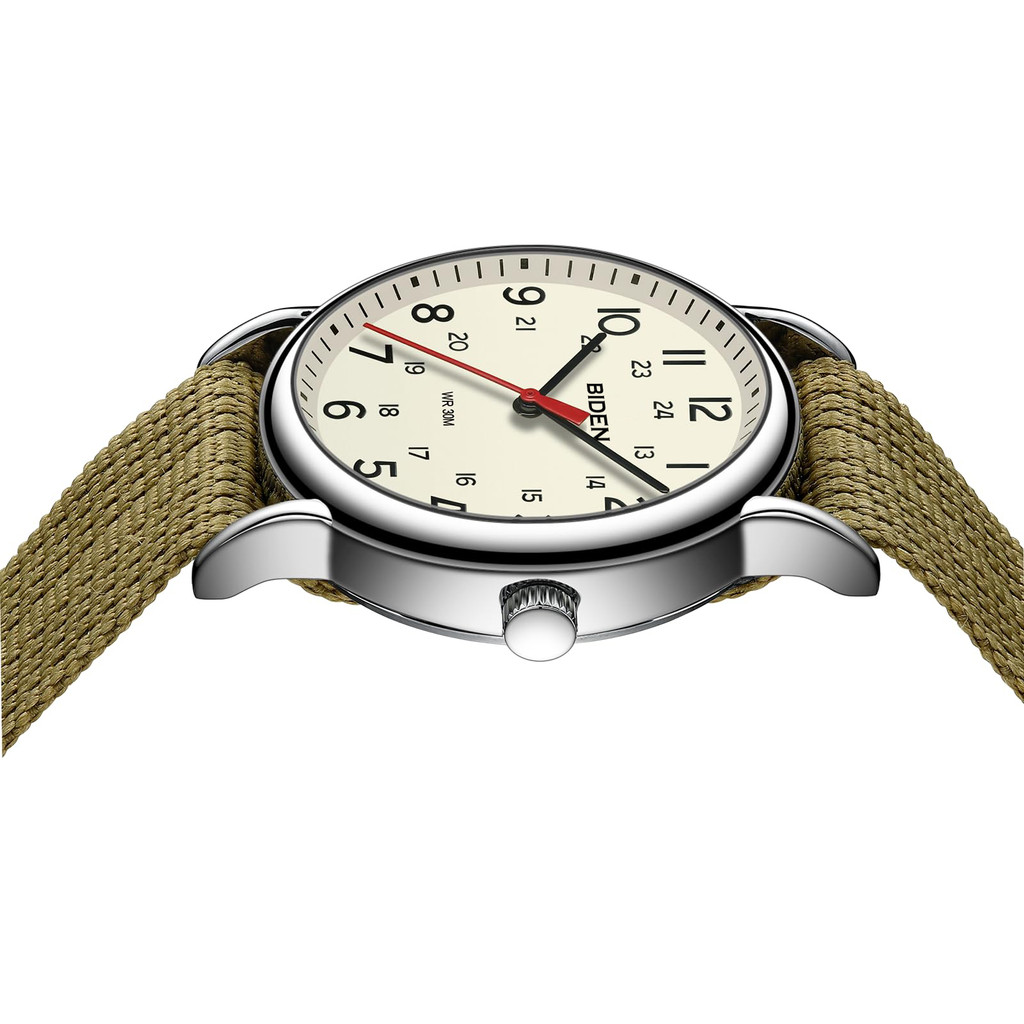 BIDEN Men's Fashion Sports Watch 38mm Neutral Analog Watch Nylon Strap-Simple Design-Waterproof-Suit