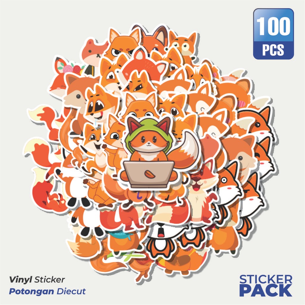 

Stiker Vinyl Stiker Hewan Rubah Waterproof Aesthetic- Untuk Laptop, Motor, dan Helm - Paper Stationery Pack