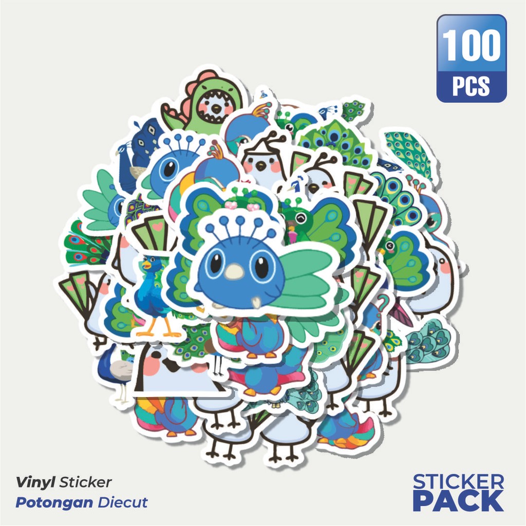 

Stiker Vinyl Stiker Hewan Burung Merak Waterproof Aesthetic- Untuk Laptop, Motor, dan Helm - Paper Stationery Pack