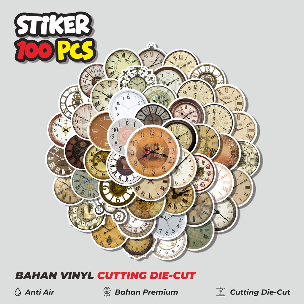 

Terbaru! 50 pcs Stiker Jam Vintage [Klasik] Dekorasi Lucu Kreatif untuk Notebook, Skateboard, HP