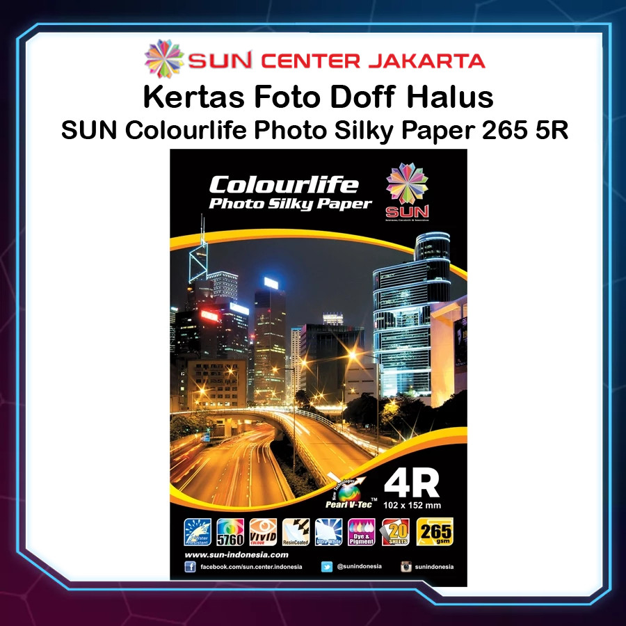 

Kertas Foto Silky Doff 3R/4R/5R - SUN Colourlife Silky Photo Paper 4R/5R ( Support epson/canon/hp/brother ori/dye/pigment/art paper ink - 664, 003, 673, 790, 810, BT5000, GT51 52, dll)