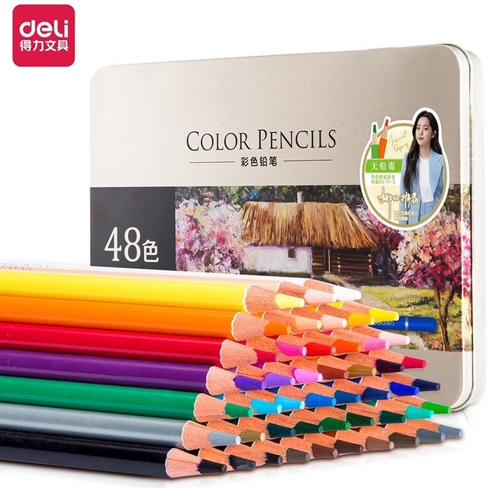 

Deli High-grade Oil Pencil Color Pensil Warna Minyak 48/72 Warna 6567 - 48 warna Terlaris