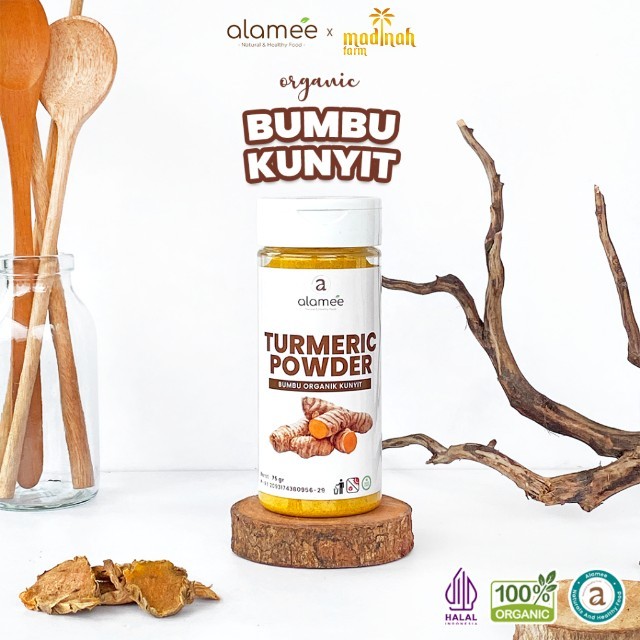 

ALAMEE Kunyit Bubuk Turmeric Powder Ground Bumbu Dapur Instan Organik Murni Asli Tanpa Campuran madinah