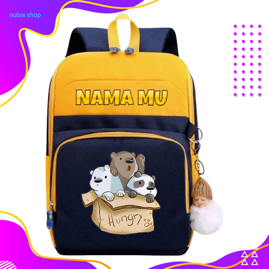 nubia Tas Ransel Anak We Bare Bears – Tas Sekolah Lucu Karakter Grizzly Panda Ice Bear, Cocok untuk 
