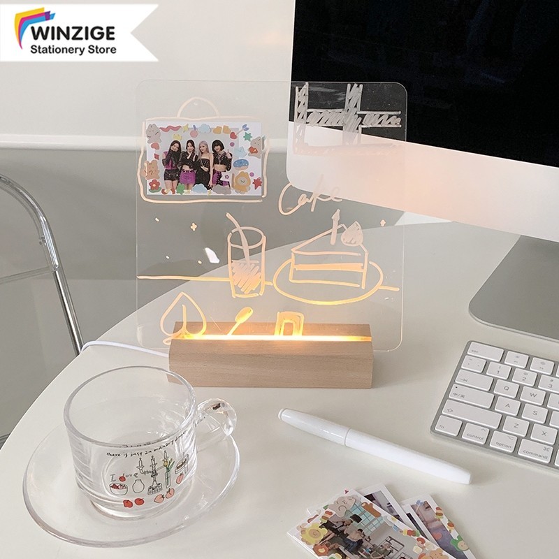 

Clearance Winzige acrylic note board message with led stand | board planner schedule | to do list acrylic | acrylic planner | home decor alat tulis study stuff