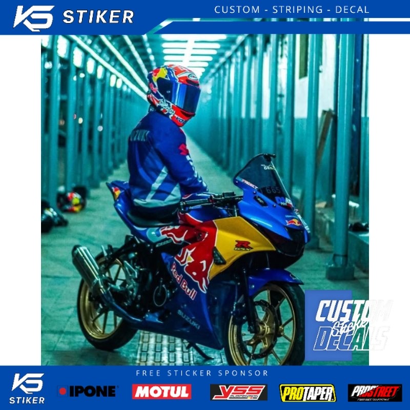 Striping Full Body GSX R 150 Custom Livery Red Bull Edition Kualitas Distributor Balap