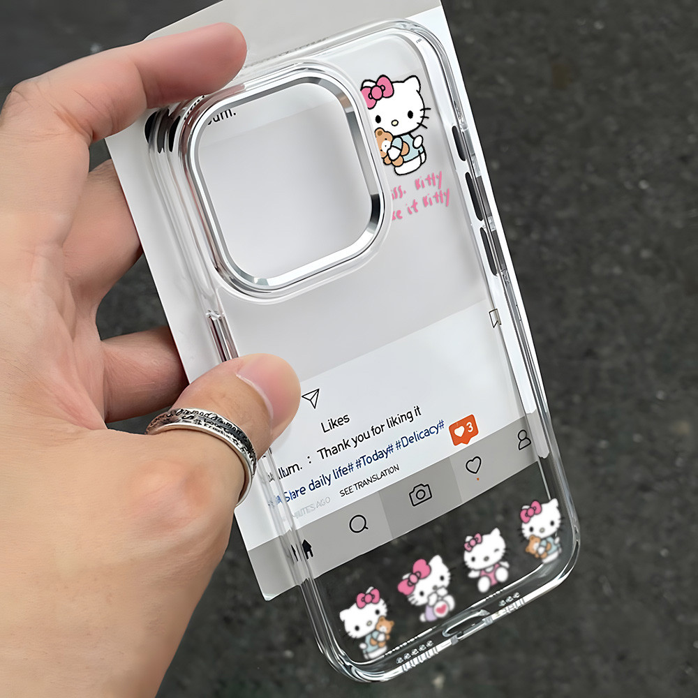 Hello Kitty Clear Plating Untuk Case Oppo A18 A16 A15 A60 A5 Pro A5 A9 2020 A53 A54 A74 A3 A57 A77 A