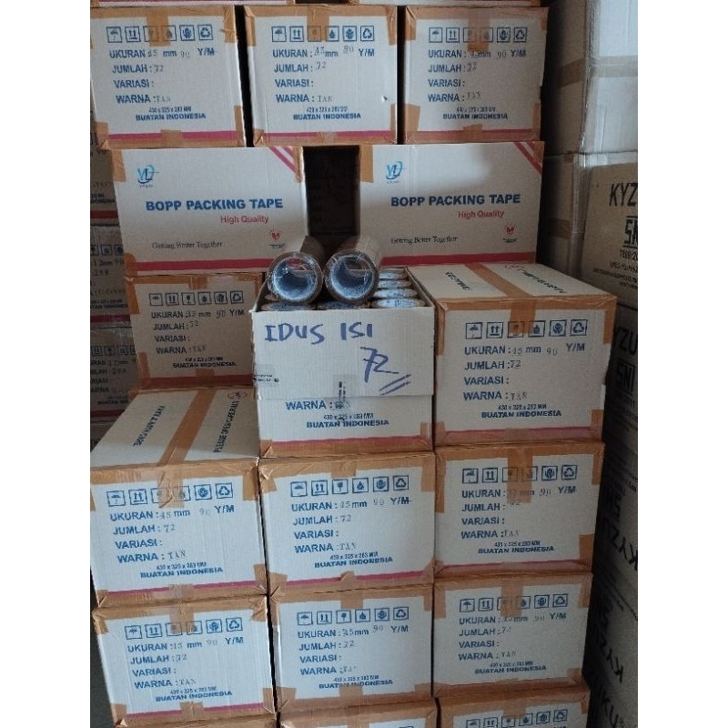 

(YOULIAN)Lakban 45MM 90Y Grosir 1Dus Isi 72 Roll Bening/Coklat Isolasi murah bening dan coklat