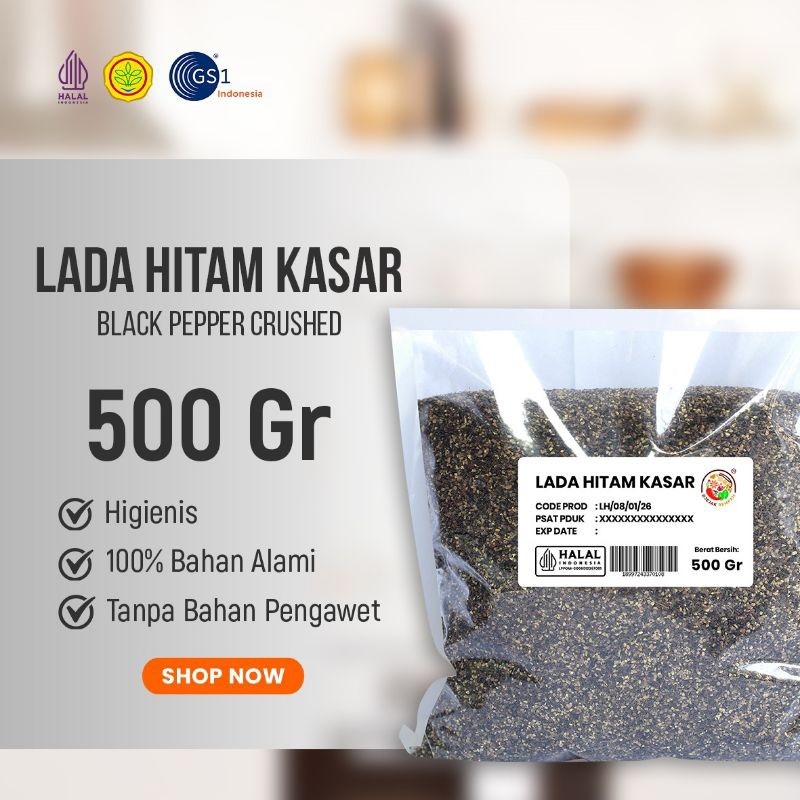 

Lada Hitam Kasar / Black Papper Crushed Premium (Kemasan 250 Gr - 500 Gr)
