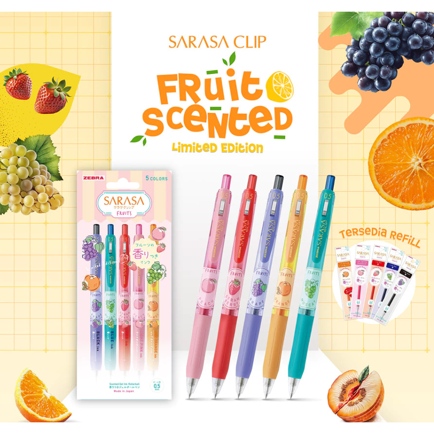 

SUPER MURAH bra Pulpen Gel Sarasa Clip 0.5mm Limited Edition Fruit Series + Refill Fruit 0.5mm [Per 1 Pcs]