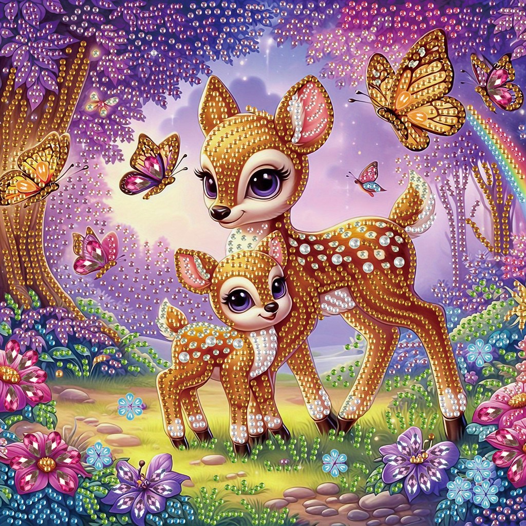 

DIY Deer and flowers 5D Special Shape Diamond Art Kits for Beginners,Diamond Art Painting Kits for Home Wall Decoration Gift