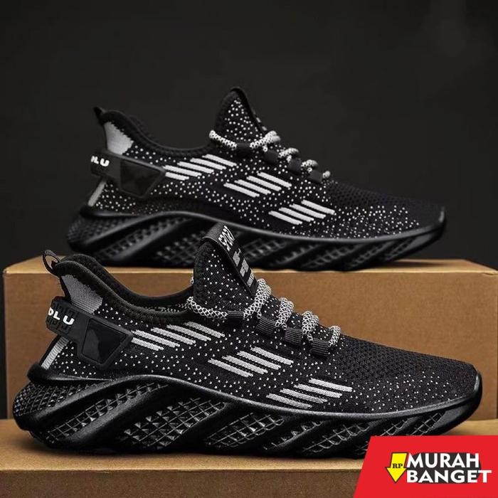 MP59 Sepatu Olahraga Pria Sneakers Pria Kets Sport Import - Hitam, 39