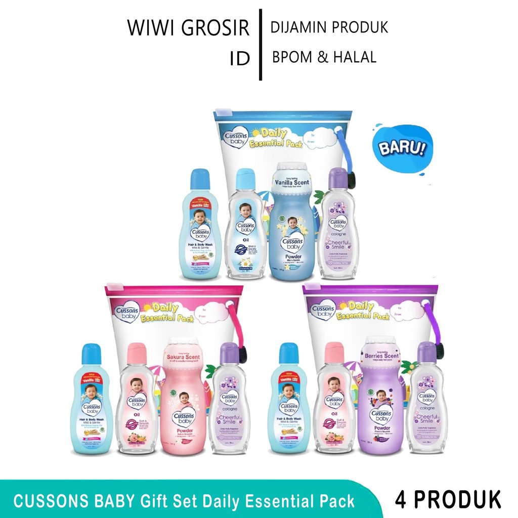 CUSSONS Baby Daily Essential Pack - Paket Sabun Bayi - 1 Set Travel Mandi Anak - WIWI GROSIR