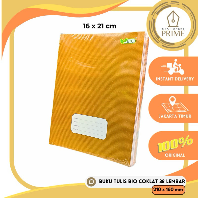 

Buku Tulis BIO SAMPUL COKLAT / MOTIF COKLAT 38 Lembar ( 1 Pack isi 10 Buku )
