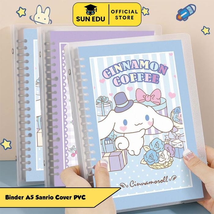

TERLARIS! Binder A5 sanrio/ Loose-Leaf Notebook A5 Paper Stationery Merah buku journal Sticker scrapbook journal buku kuromi - Purple