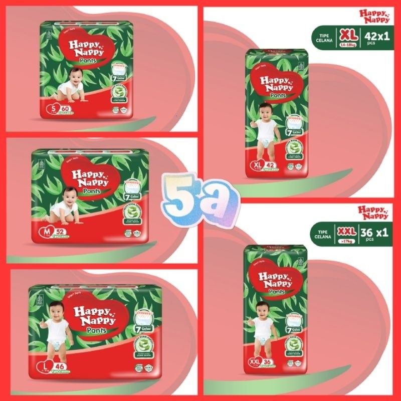 

Happy Nappy Pants S60 M52 L46 XL42 XXL36 Popok Celana