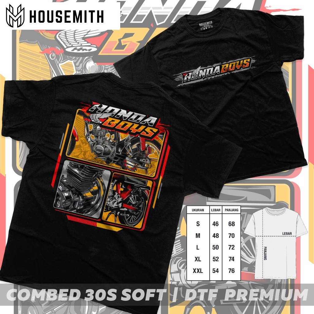 Housemith - Kaos Racing Dewasa HONDA BOYS Pria Wanita Motor Drag - Baju Distro Pria Wanita - Kaos Ko