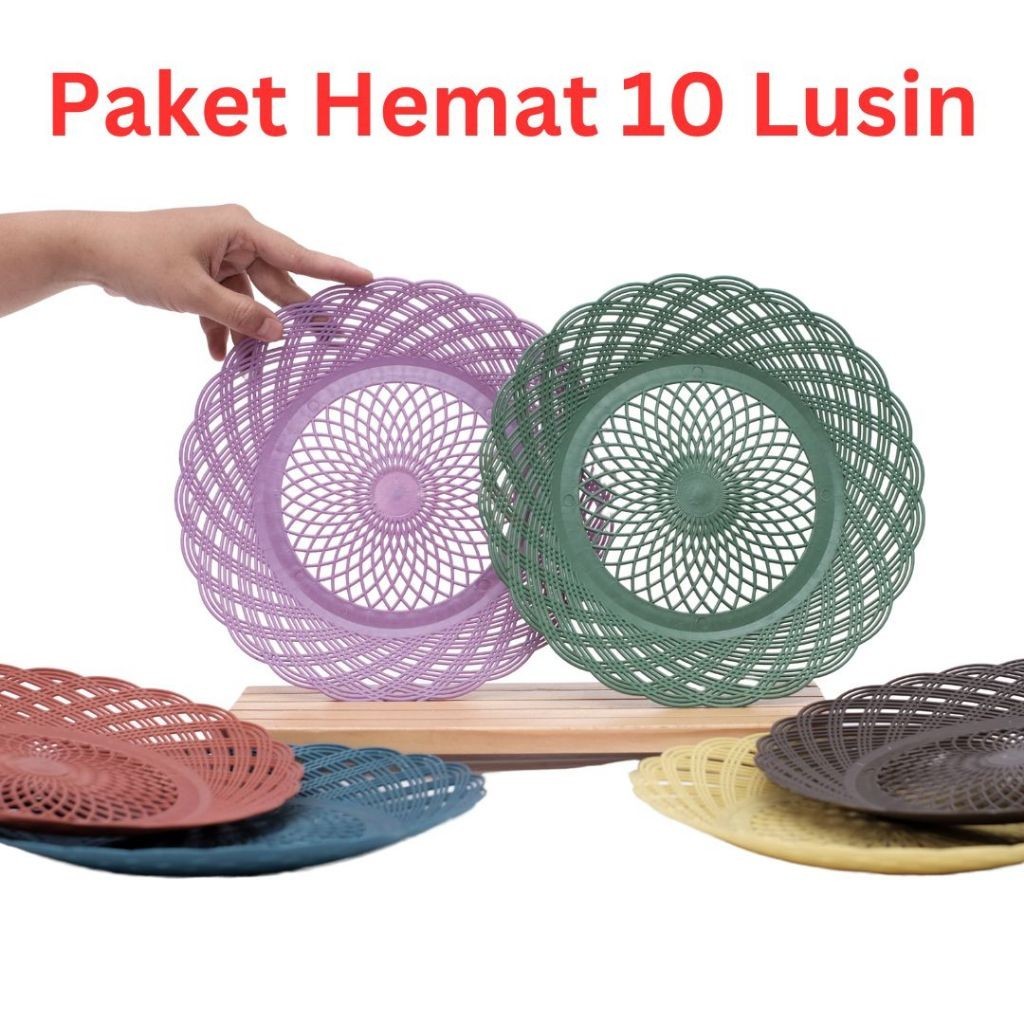 DDP Piring Rotan Plastik Anyaman 23cm - 10 Lusin