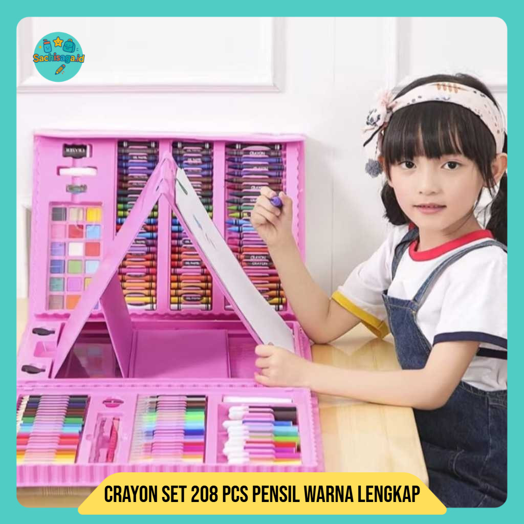 

Crayon Set 208 Pcs Pensil Warna Lengkap Krayon Set Alat Menggambar Mewarnai Cat Air Lukis Anak