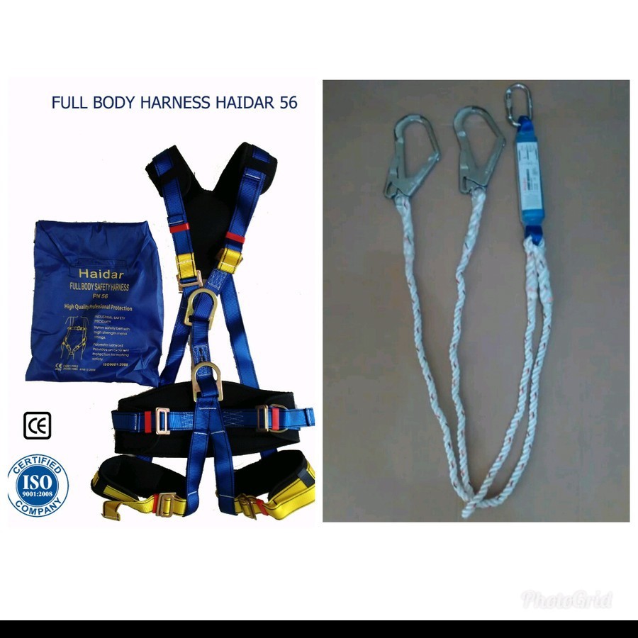 

paket 1 set fullbody harness pn 56 Haidar dan Double lanyard absorber Haidar