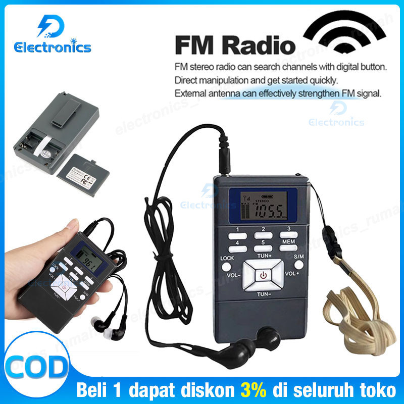 OK Radio Saku FM Digital Stereo Display LCD Radio Saku Mini FM Digital Receiver DSP plus Earphone
