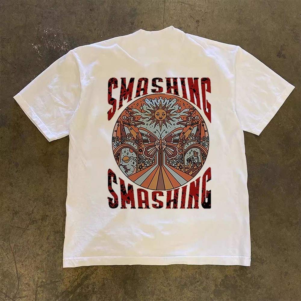 Terbaru Original Smashing Kupu-Kupu retro amerika  Hitam baju atasan kekinian kaos pria tee