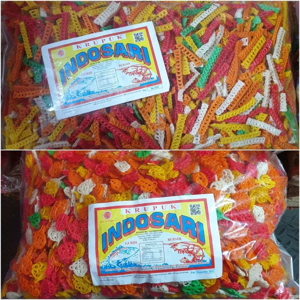 

[Bal] Kerupuk Krupuk Indosari Kepang warna / Mawar Warna 5 kg - KEPNUS / MNUS / KNUS/MPNUS