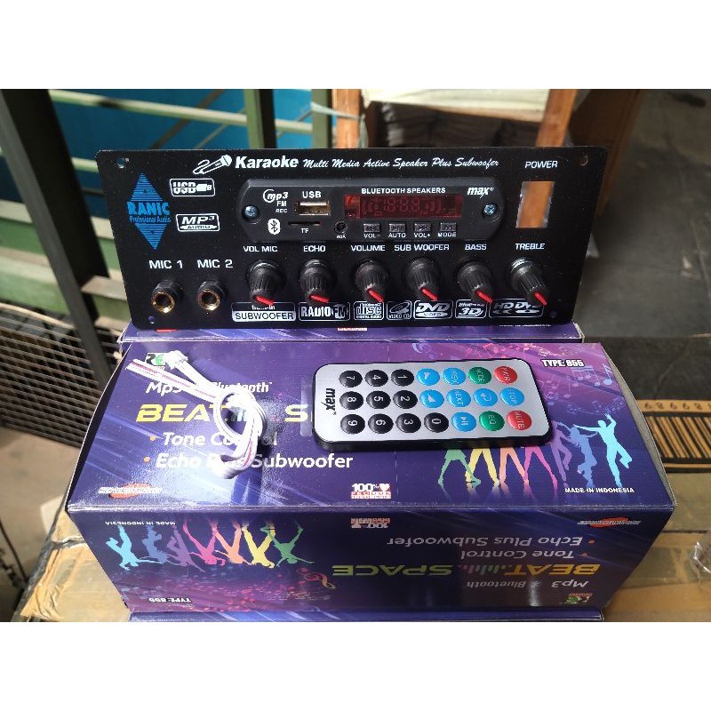 Kit Tone Control Stereo Karaoke Mic Echo Subwoofer Mp3 Bluetooth ( 855 )