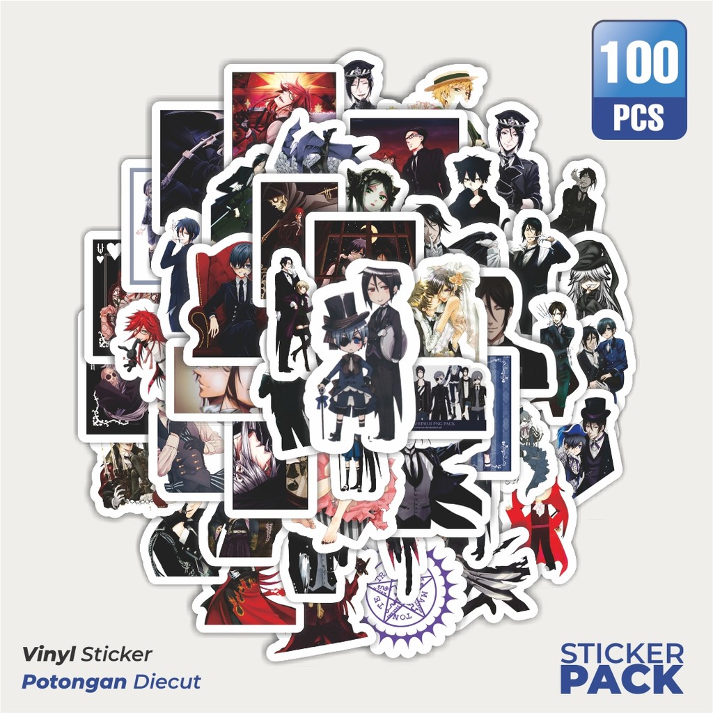 

Stiker Vinyl Sticker Anime Black Butler Waterproof Aesthetic- Untuk Laptop, Motor, dan Helm - Paper Stationery Pack