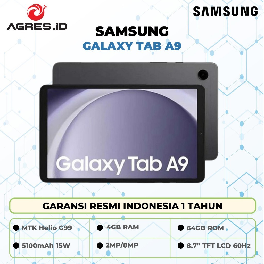 Tablet Samsung Galaxy Tab A9 Wifi / Lte 4GB 64GB Helio G99 5100mAh Garansi Sein