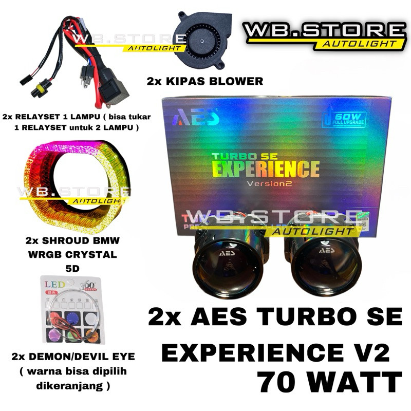 COMBO PAKET HEMAT BILED AES TURBO SE EXPERIENCE 60 WATT ORIGINAL BILED  Gen 3 AES PAKETAN SHROUD 2,5