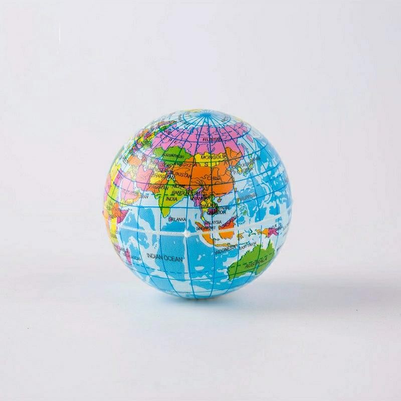 Bola Karet Spons Mainan Motif Bola Dunia / Globe (5cm)