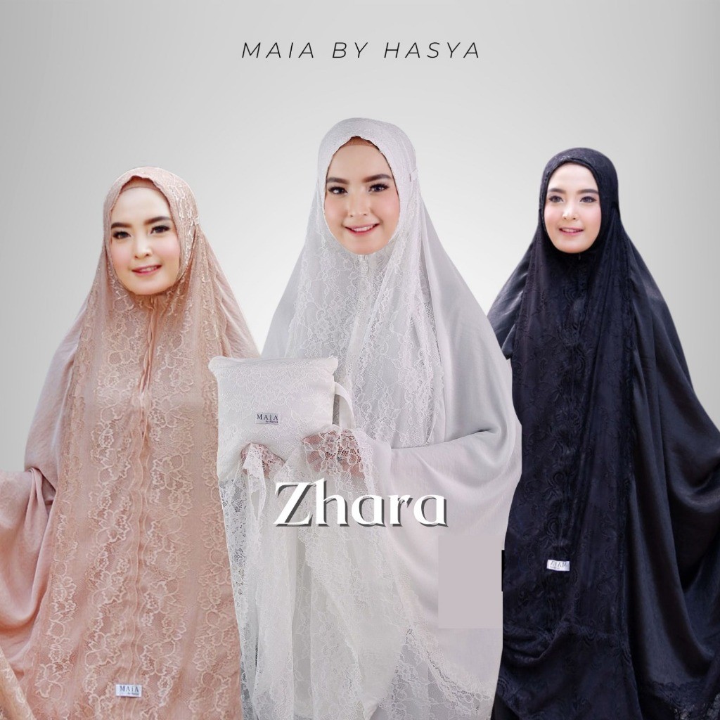 Maia By Hasya - Mukena Mukenah Traveling 2 in 1 Dewasa Zara Silk Renda Box Premium Jumbo Mewah