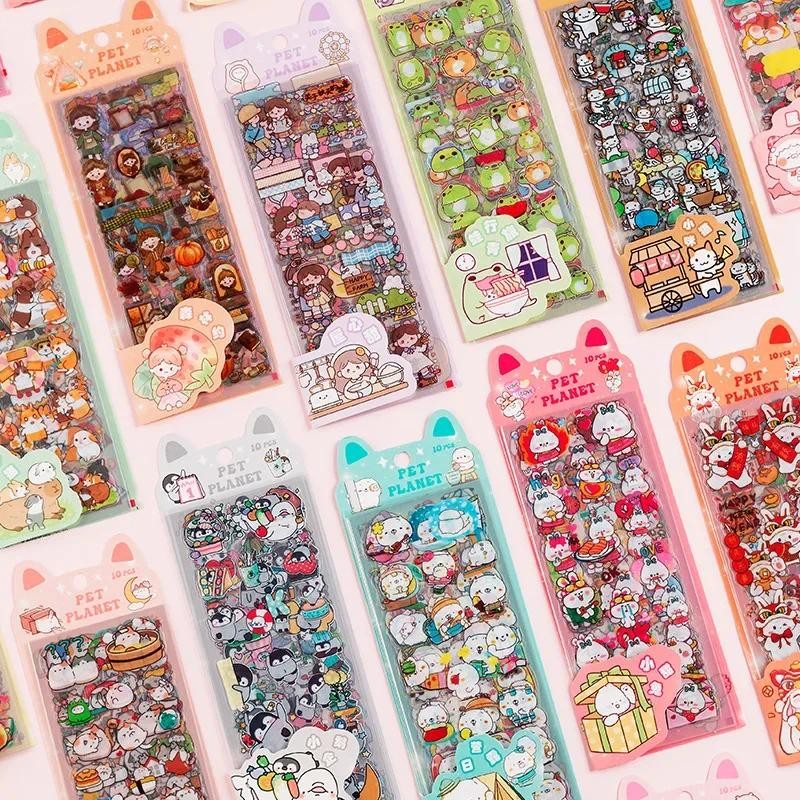 

1 Set Pet Planet Series Handbook Stickers Cute Cartoon Children's Stickers Creative Waterproof Pet Handbook Material Pack