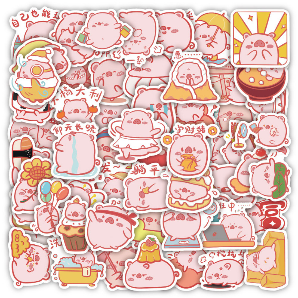 

10/60Pcs Cartoon Cute Pink Pig Stickers Kawaii Animal Piggy Sticker DIY Toys Laptop Luggage Skateboard Suitcase Graffiti Decals