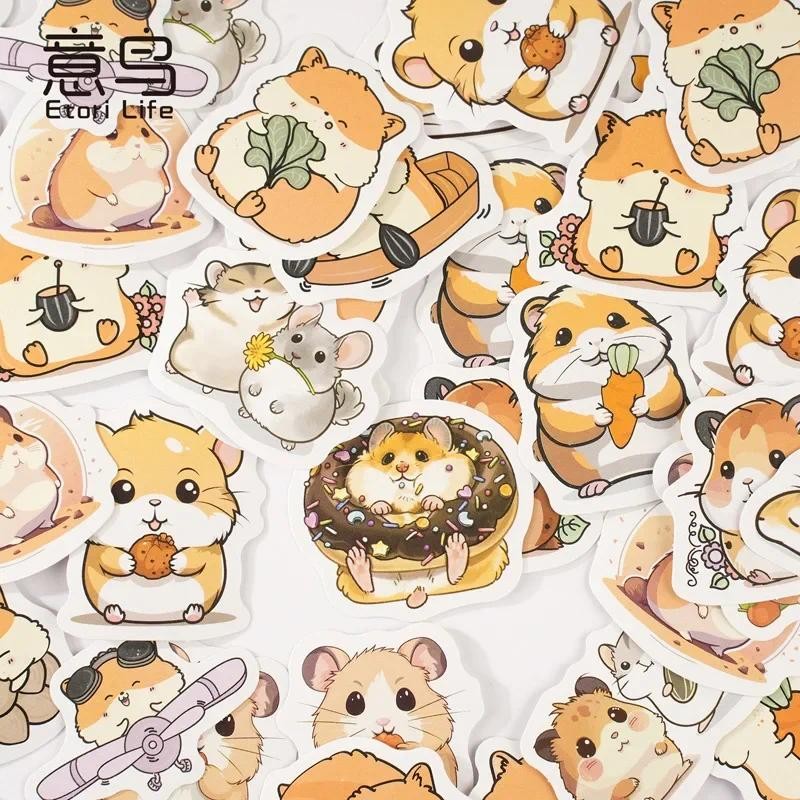 

46PCS Cute Fat Hamster Small Sticky Sticker Aesthetic Paper DIY Decoration Scrapbooking Stationery School Supplies for Kids