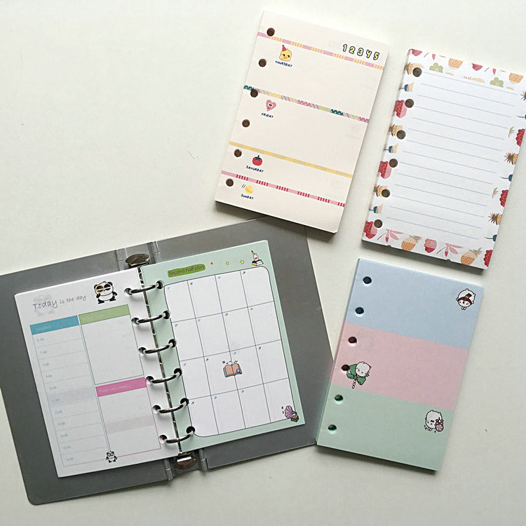 

A7 Colorful Loose Leaf Notebook Refill Spiral Binder Inner Page Weekly Monthly To Do Line Grid Inside Paper Stationery