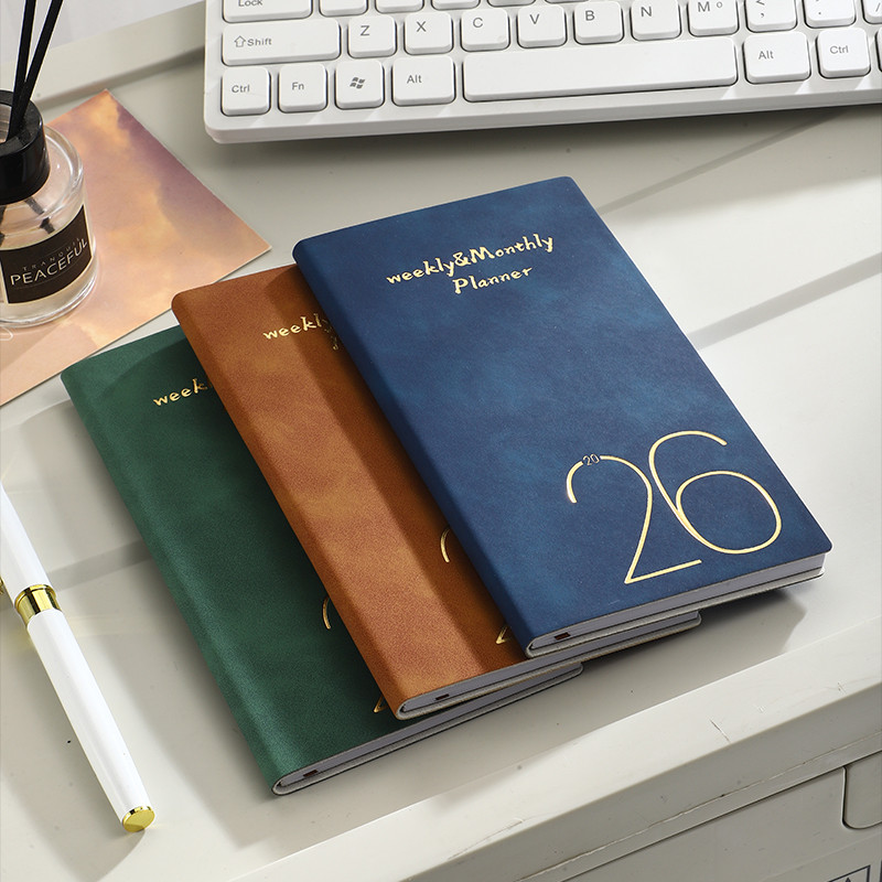 

A6 2026 Portable Planner - With Bookmark, Index - 64 Sheets - 128 Pages - 3.7 Inches / 6.77 Inches - 365 Days Time Management Or