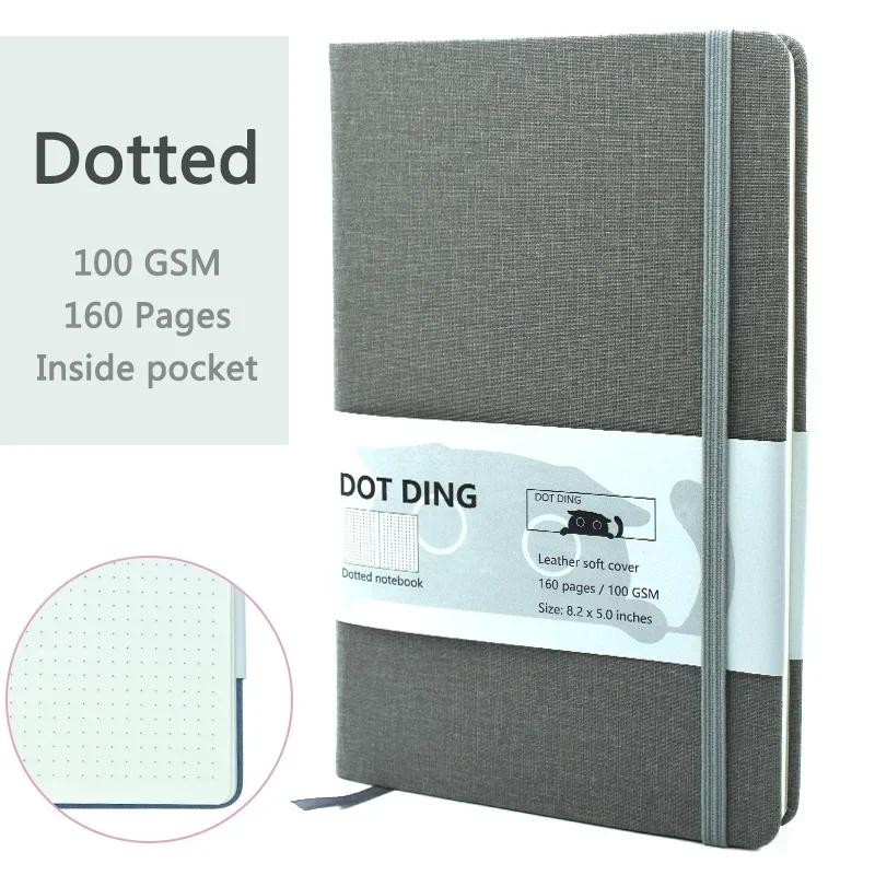 

A5 Dotted Notebook Cloth Hardcover 100 GSM Paper Planner Diary Notepad Journal Students Agenda Stationery Office School Supplies