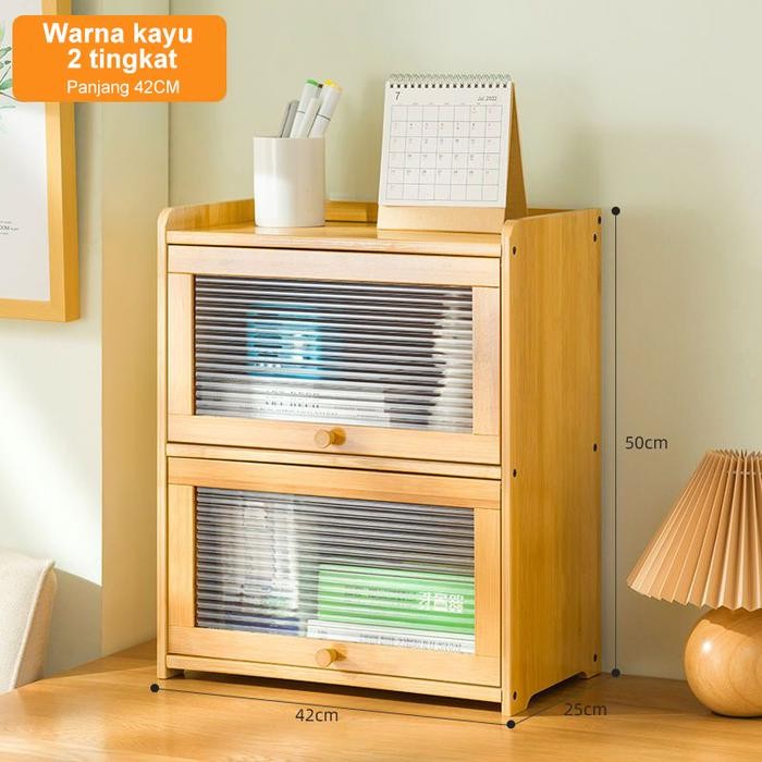 Rak Laci Kosmetik 3 Susun Lemari Mini Tempat Kosmetik Rak Kabinet Dapur bambu Lemari Penyimpanan Rak