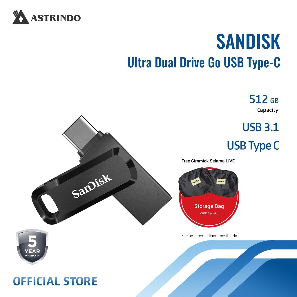 SANDISK ULTRA DUAL DRIVE GO USB Type C 512GB - SDDDC3-512G-G46CO