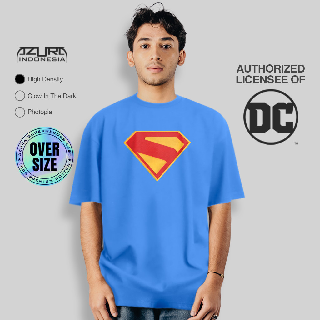 Azura Tshirt Oversize DC Original Superman 2025 Logo Motif Hexagon Colour Royal Blue