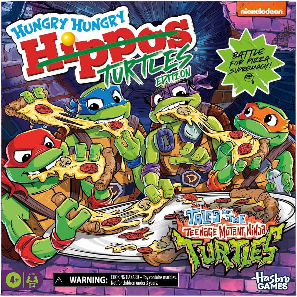Hungry Hungry Hippos: Teenage Mutant Ninja Turtles Edition Game | Ages 4 and Up | 2 to 4 Players | K