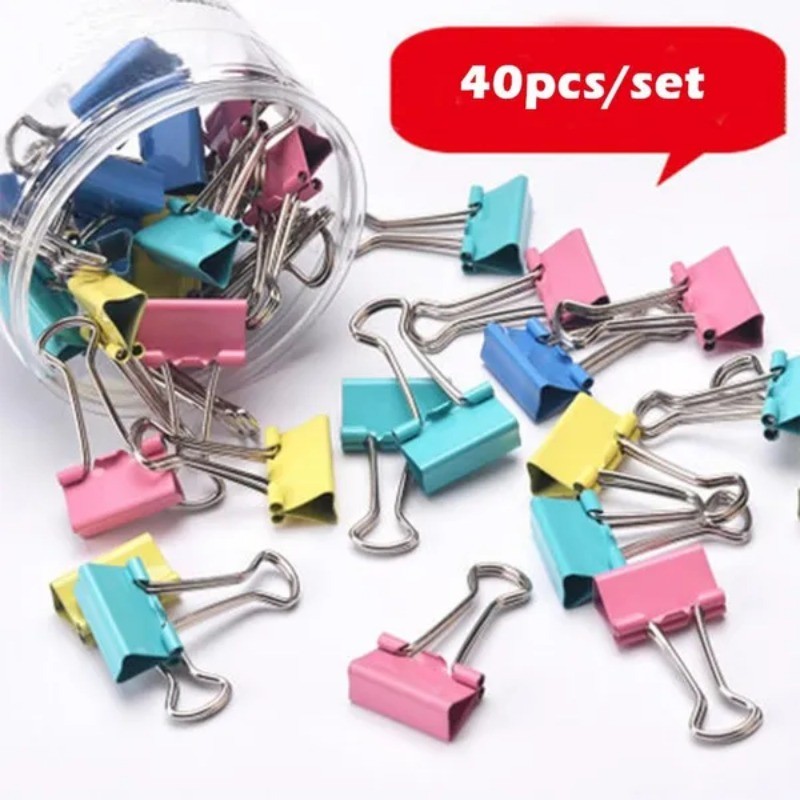 

40 Pcs/set Colorful Metal File Clip Binder Clips Long Tail Clip Office School Stationery Supplies