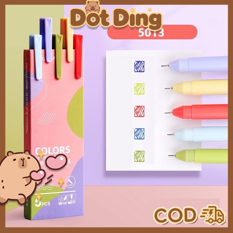 

[DOTDING] 5 pcs/set Pulpen tinta gel ink lucu Marker pen 0.5mm journal vintage Bullpoin retro macaron morandi Alat tulis warna warni Pena sekolah kantor pelajar Anak untuk diary jurnal Scrapbook A603
